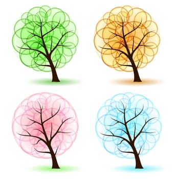 Set Tree with abstract leafs, element for design.