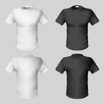 T-shirt design template (front and back). Black and white.