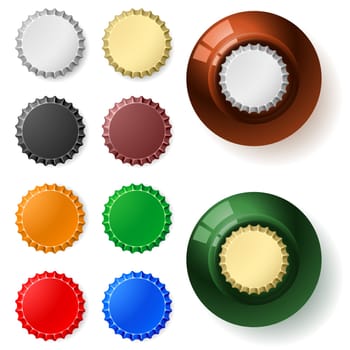 Multicolored  bottle cap.  Illustration on white background