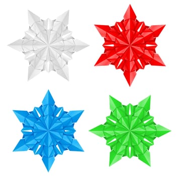 Four colorful paper snowflakes on a white background illustration designer