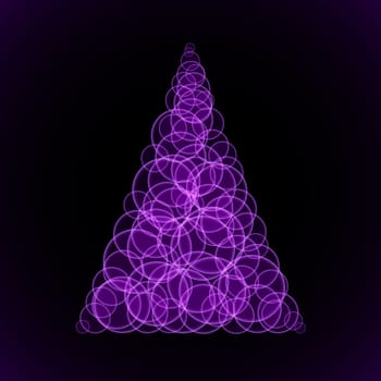 Abstraction purple Christmas tree on black background illustration designer