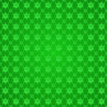 Snowflakes on green background. Winter seamless pattern
