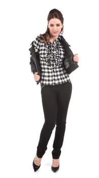 beautiful young woman fashion model in studio