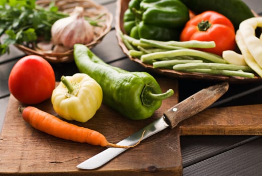 Fresh organic vegetables on a table close up