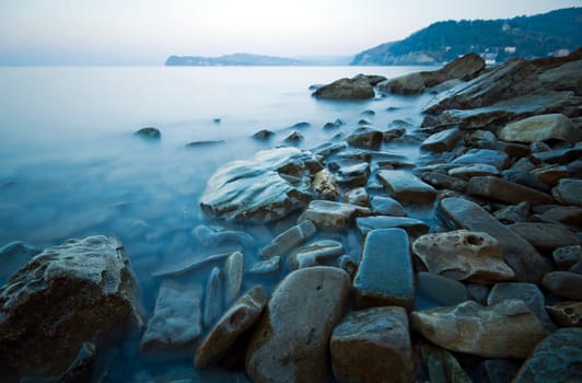 Beautiful seascape at dusk in Piran - Slovenia