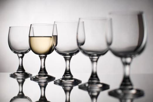 White wine in glass close up shoot