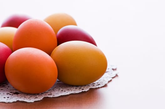 Colorful background made from easter eggs close up