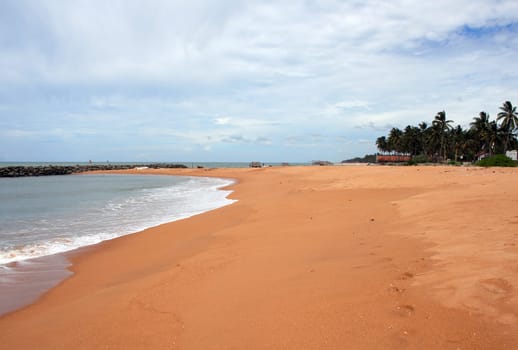 Lonely beach section in Sri Lanka