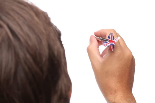 Hand throwing a dart