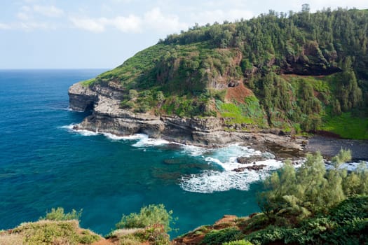 Cliffs housing bird sanctuary at Kilauea on north shore of Kauai