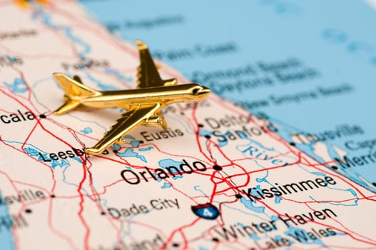 Plane Going to Orlando, map is copyright free off a government website - nationalatlas.gov