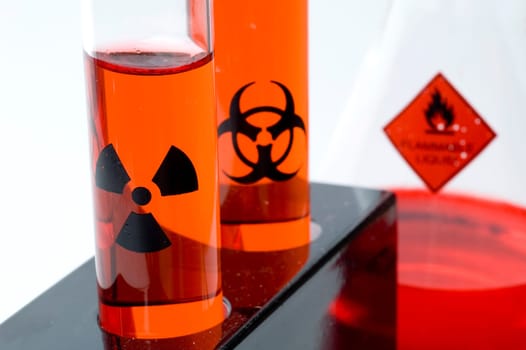 Test Tubes and Beaker with Toxic Liquid