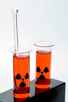 Test Tubes with Hazardous Red Liquid.