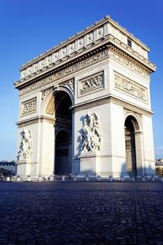 vertical view of the Arc de Triomphe, Paris, France