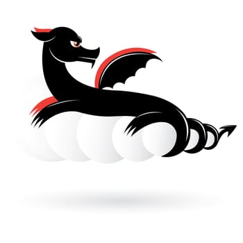 Abstract black dragon number two. Illustration on white background for design.