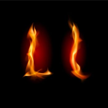 Fiery font. Letter L. Illustration on black background