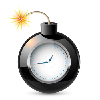 Clock in a bomb. Illustration on white background