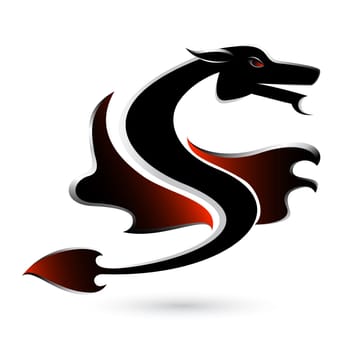 Abstract black dragon. Illustration on white background for design.