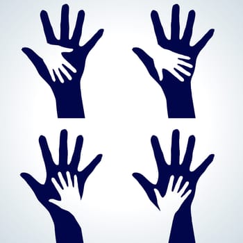Set of Two hands silhouette. Illustration on white background.