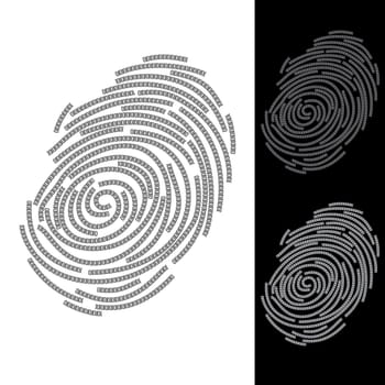 Abstract fingerprint. Illustration on blue and black background