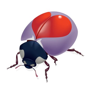Ladybug with hearts. Illustration on white background
