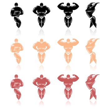 Collection of healthy male icons. Illustration on white background