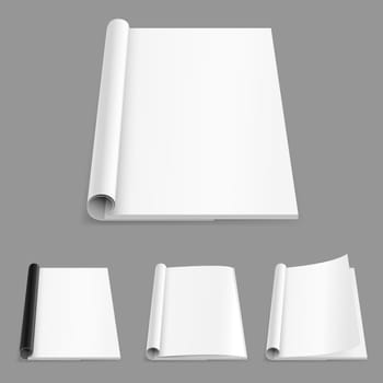 Realistic magazine set number five. Illustration on white background for design.