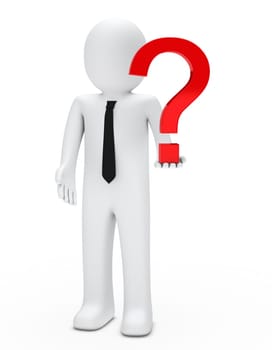 business man hold a red question mark