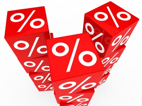 red sale percent cubes stack as tower
