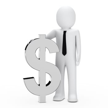 Businessman with tie hold a chrome dollar