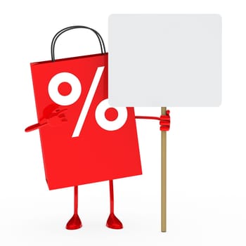 red percent sale bag hold a billboard