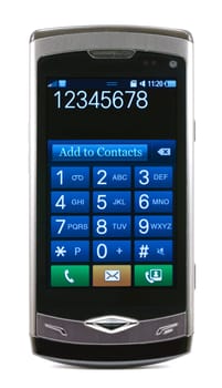 A mobile phone with the screen to mark on a white background