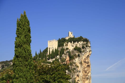 The ruins of Arco Castle,near Lake Garda,Province of Trentino,Italy