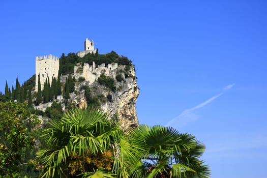 The ruins of Arco Castle,near Lake Garda,Province of Trentino,Italy