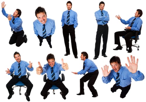 multiple business man figures isolated on white