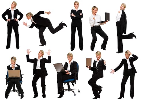 multiple business woman figures isolated on white