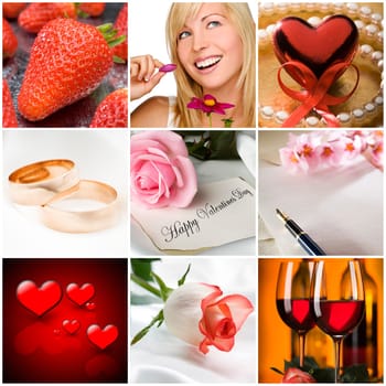 beautiful valentine collage made from nine photographs