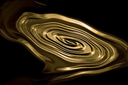abstract liquid golden twirl on black background
