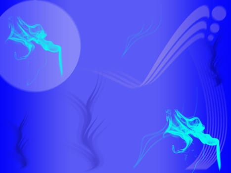 Abstract flames on a blue background