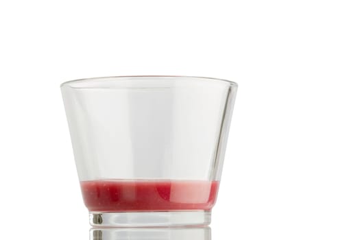 An almost empty glass of smoothie