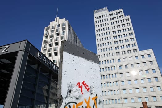 Potsdamer Platz in Berlin with part of the Wall