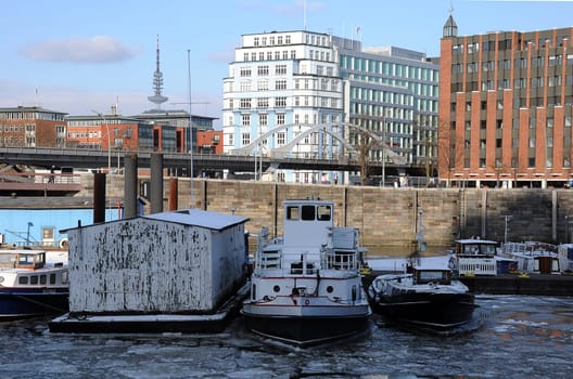 Port of Hamburg in winter