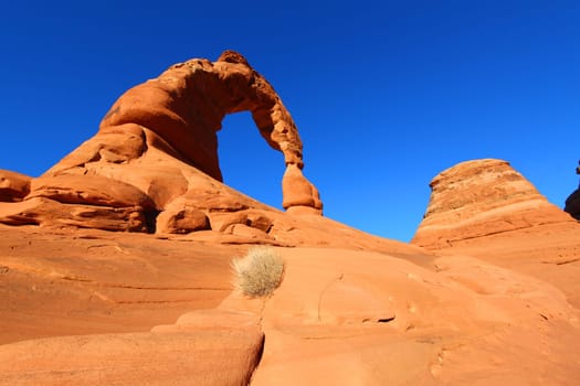 View of Delicate Arch in Arches National Park of Utah.