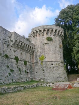 View of the Sarteano Castle on Tuscany hills, Italy