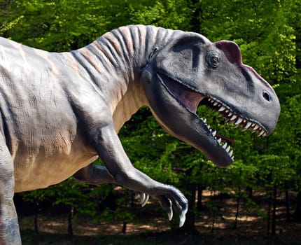 T- rex dinosaur outdoor close up shoot