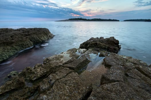 Beatiful sunset on the rocks