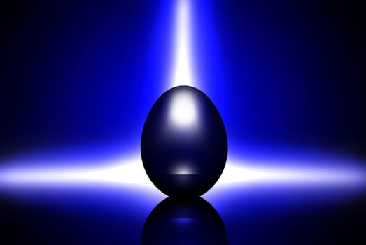abstract egg shape blue science background close up