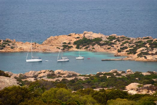 boats on the island of Caprera in Sardinia