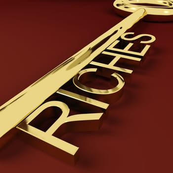 Riches Gold Key Representing Wealth and Treasure