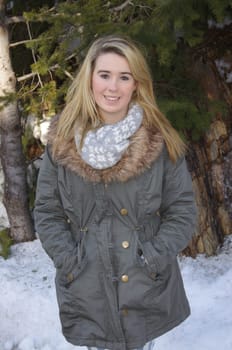 Girl walking in snow